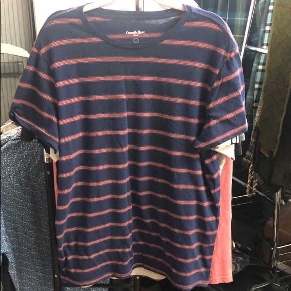 Goodfellow & Co Navy and Red Striped Short Sleeve Tee - Picture 1 of 4